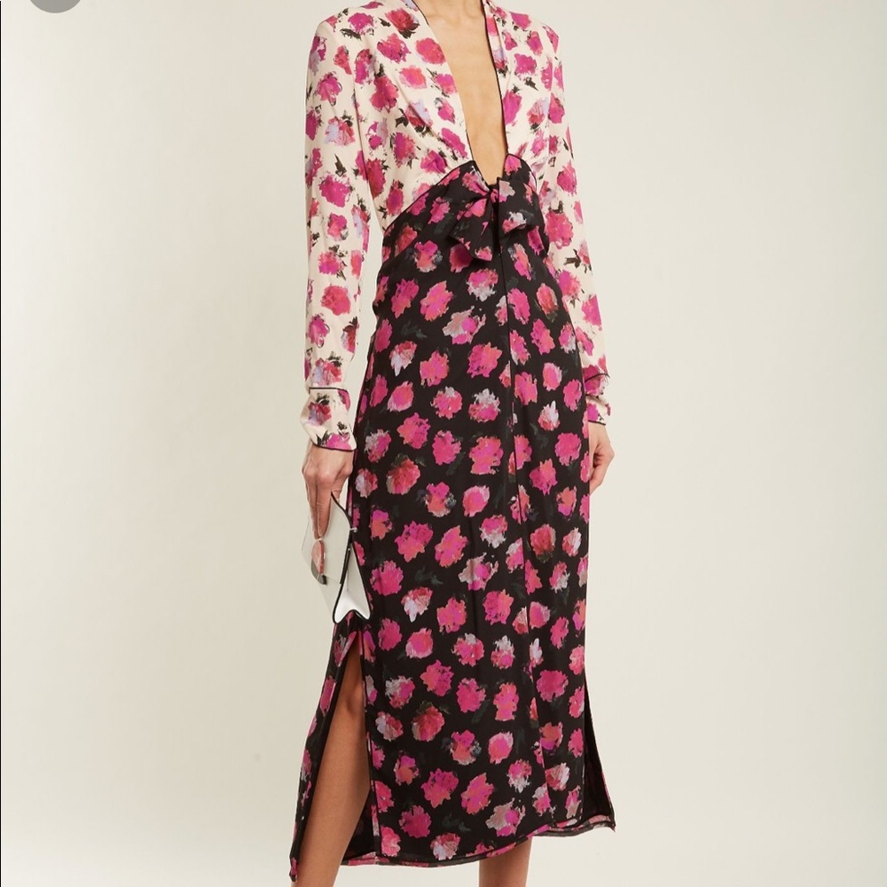 Proenza Schouler Pink Floral Midi Dress 0 - Picture 2 of 8